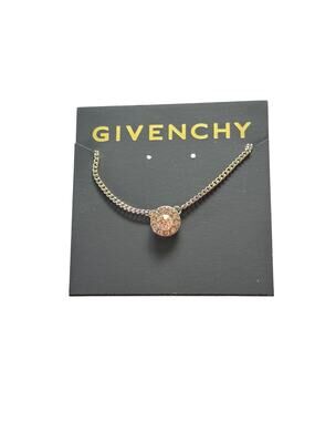 Givenchy Crystal Halo Pendant Necklace Women Silver Clear 16-18 In